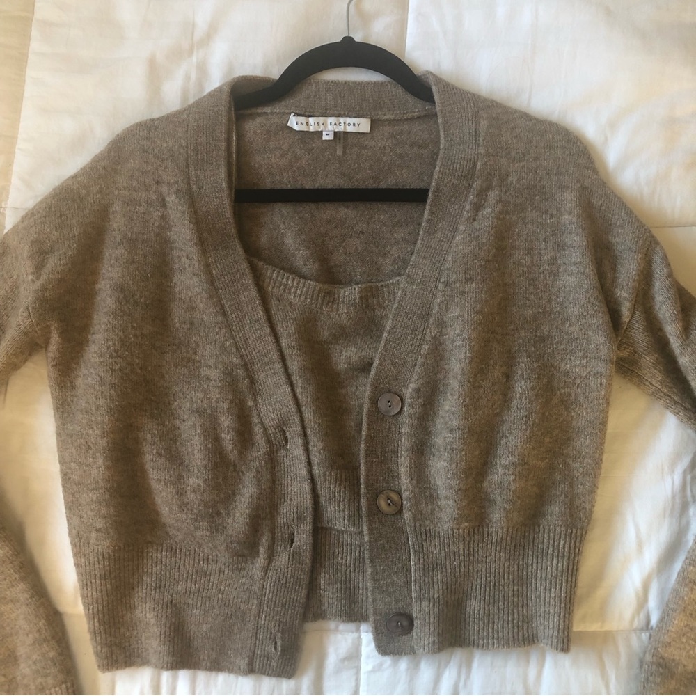 Cropped Tank and Cardigan Set by English Factory for VICI